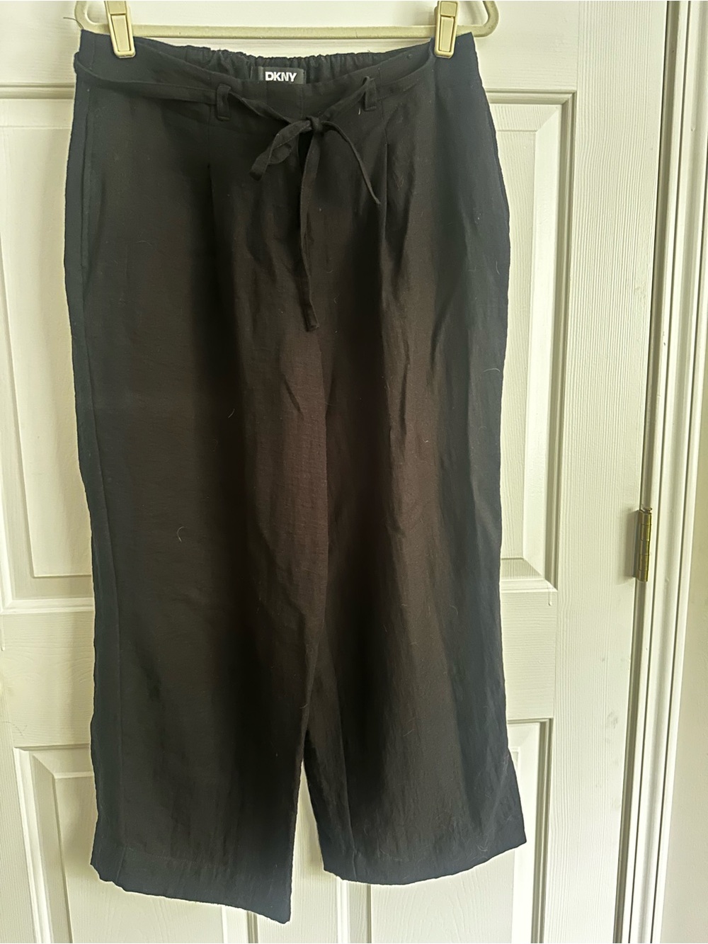 DKNY Black Linen Bow Tie Casual Pants